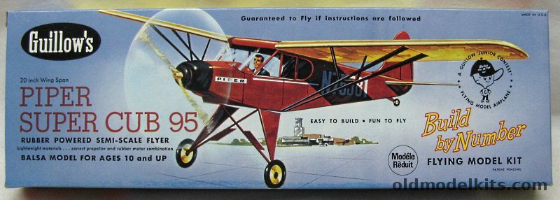 Guillows Piper Super Cub 95 - 20 inch Wingspan Flying Aircraft, 602 plastic model kit